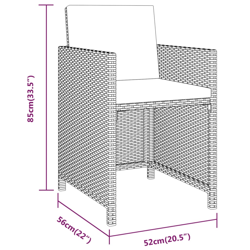 Set Mobilier De Grădină Cu Perne, 3 Piese, Negru, Poliratan