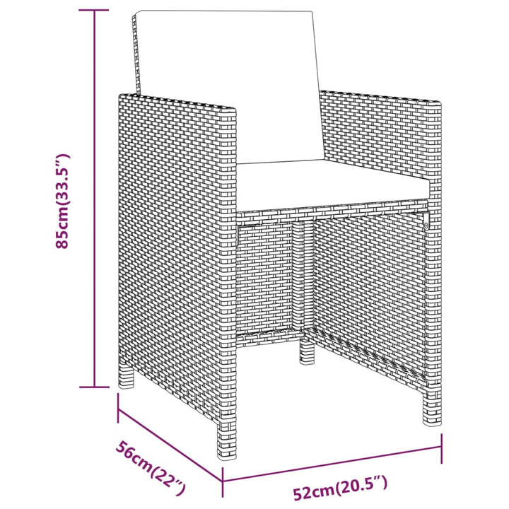 Set Mobilier De Grădină Cu Perne, 3 Piese, Negru, Poliratan