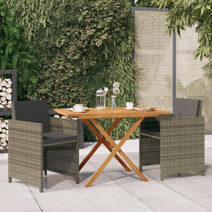 Set Mobilier De Grădină Cu Perne, 3 Piese, Negru, Poliratan