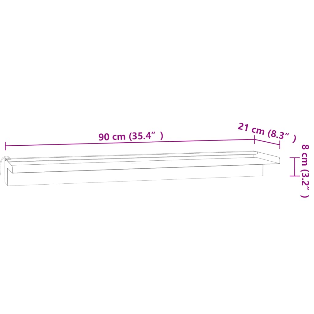 Deversor De Cascadă Cu Led-Uri Rgb, 90 Cm, Oțel Inoxidabil
