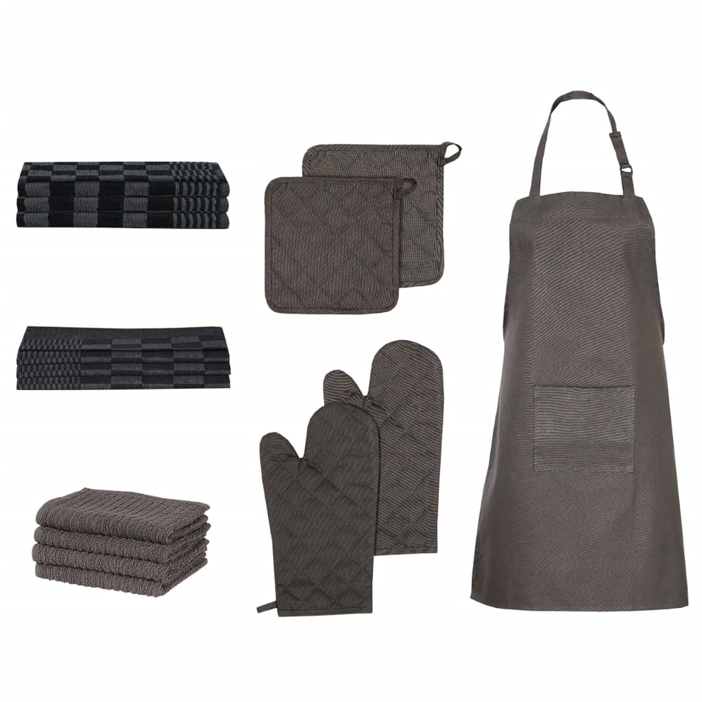 Set Prosoape 15 Piese Mănuși Cuptor/Suporturi Oale Bumbac