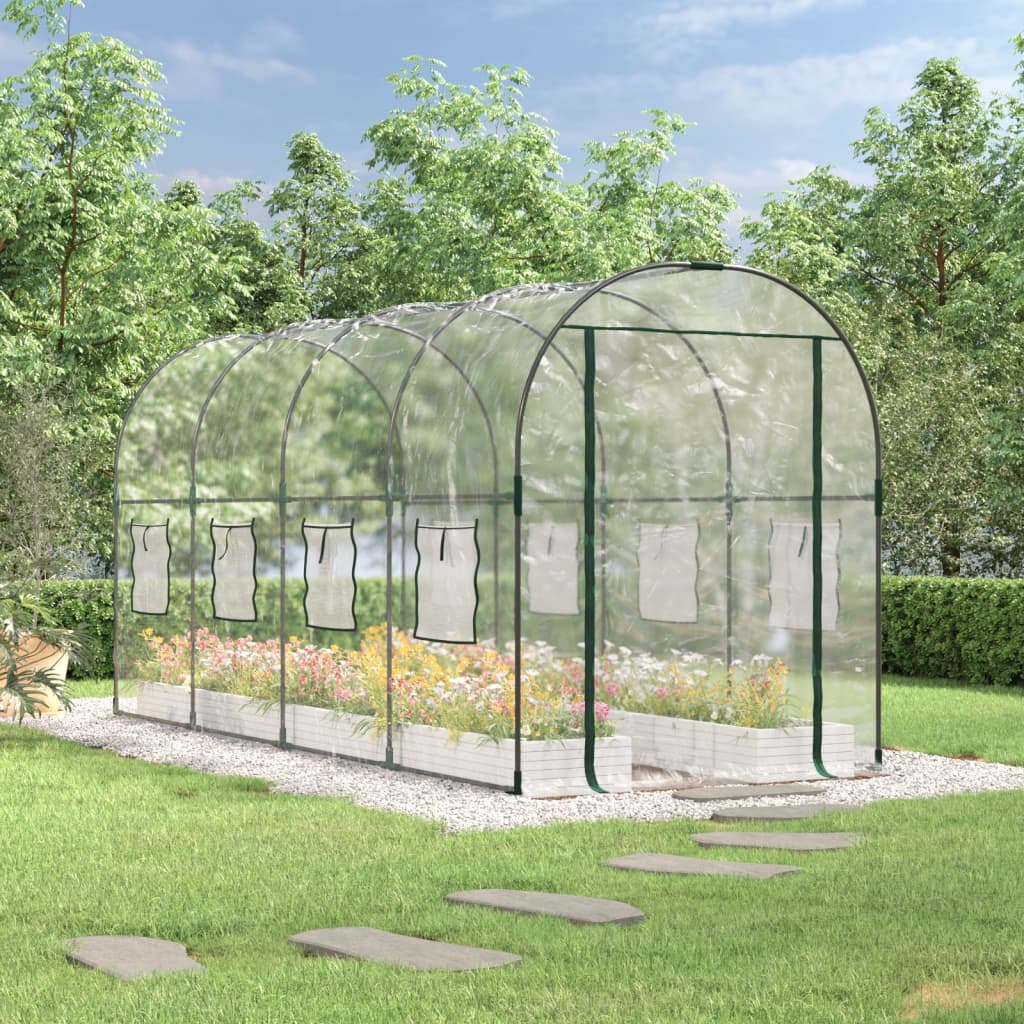 Seră Transparentă 160X400X190 Cm Pvc/Oțel Vopsit Electrostatic