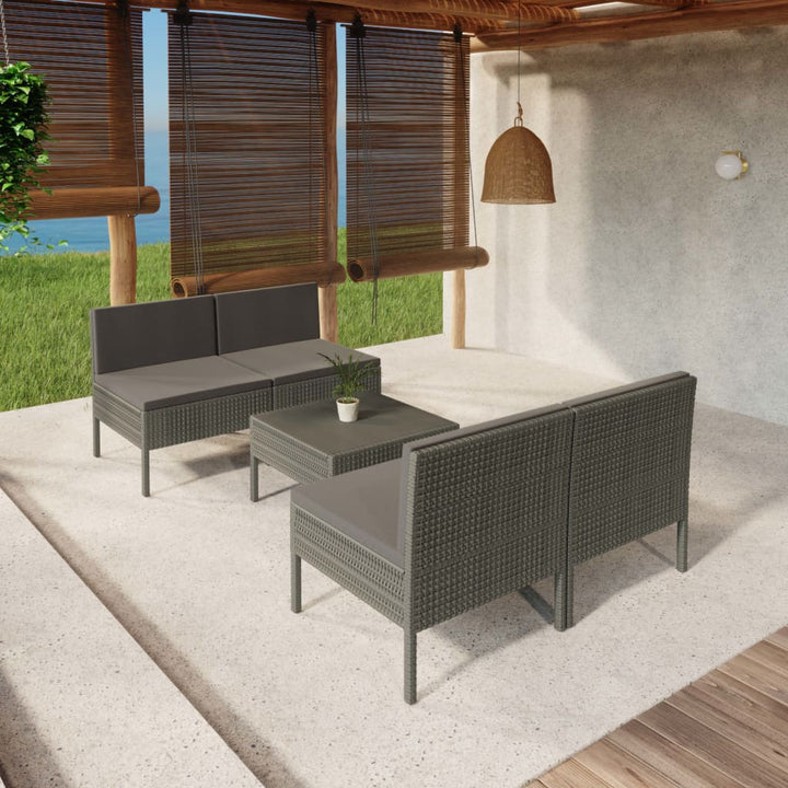 Set Mobilier De Grădină Cu Perne, 11 Piese, Gri, Poliratan