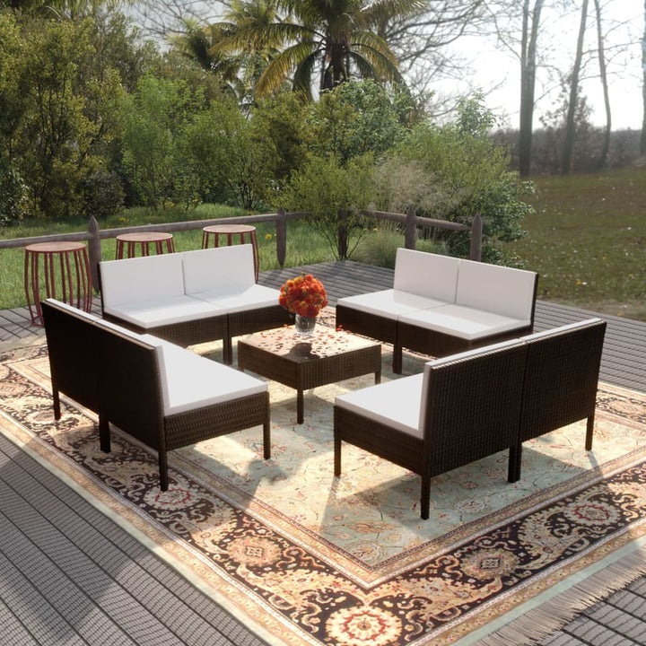 Set Mobilier De Grădină Cu Perne, 6 Piese, Negru, Poliratan
