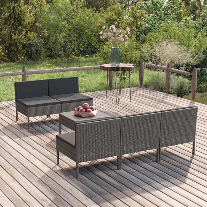 Set Mobilier De Grădină Cu Perne, 11 Piese, Gri, Poliratan