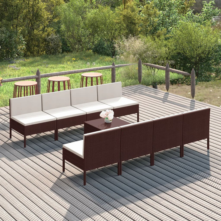 Set Mobilier De Grădină Cu Perne, 5 Piese, Maro, Poliratan
