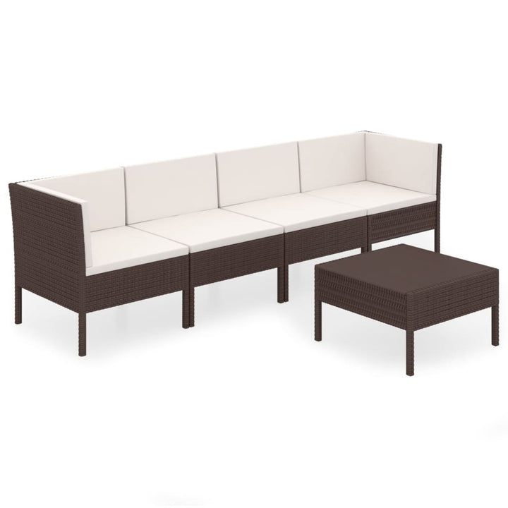 Set Mobilier De Grădină Cu Perne, 5 Piese, Maro, Poliratan