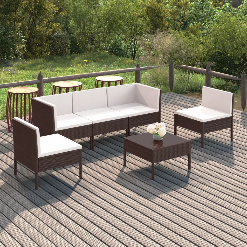 Set Mobilier De Grădină Cu Perne, 8 Piese, Maro, Poliratan