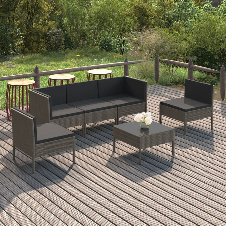 Set Mobilier De Grădină Cu Perne, 10 Piese, Gri, Poliratan