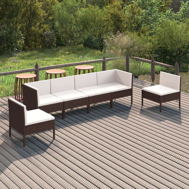 Set Mobilier De Grădină Cu Perne, 5 Piese, Maro, Poliratan
