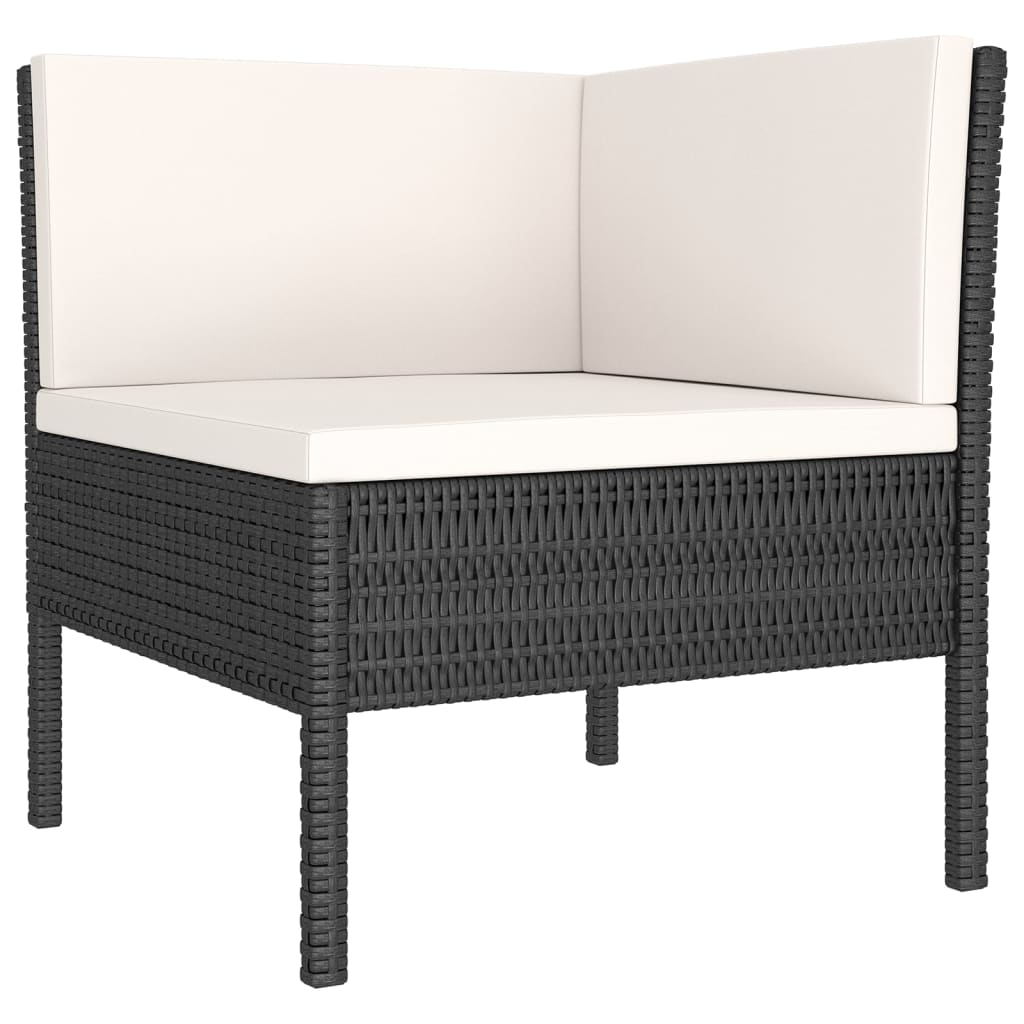 Set Mobilier De Grădină Cu Perne, 6 Piese, Negru, Poliratan