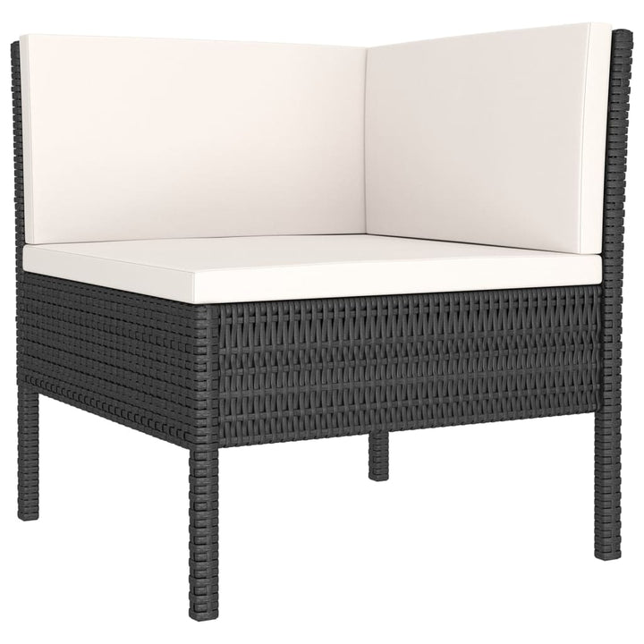 Set Mobilier De Grădină Cu Perne, 6 Piese, Negru, Poliratan