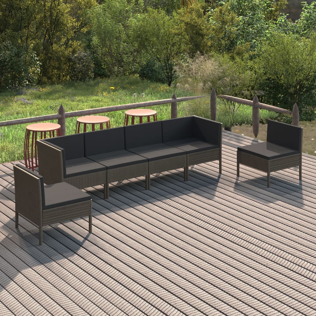 Set Mobilier De Grădină Cu Perne, 11 Piese, Gri, Poliratan