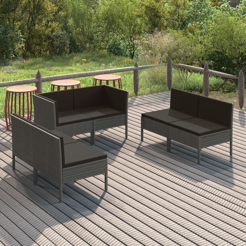Set Mobilier De Grădină Cu Perne, 11 Piese, Gri, Poliratan