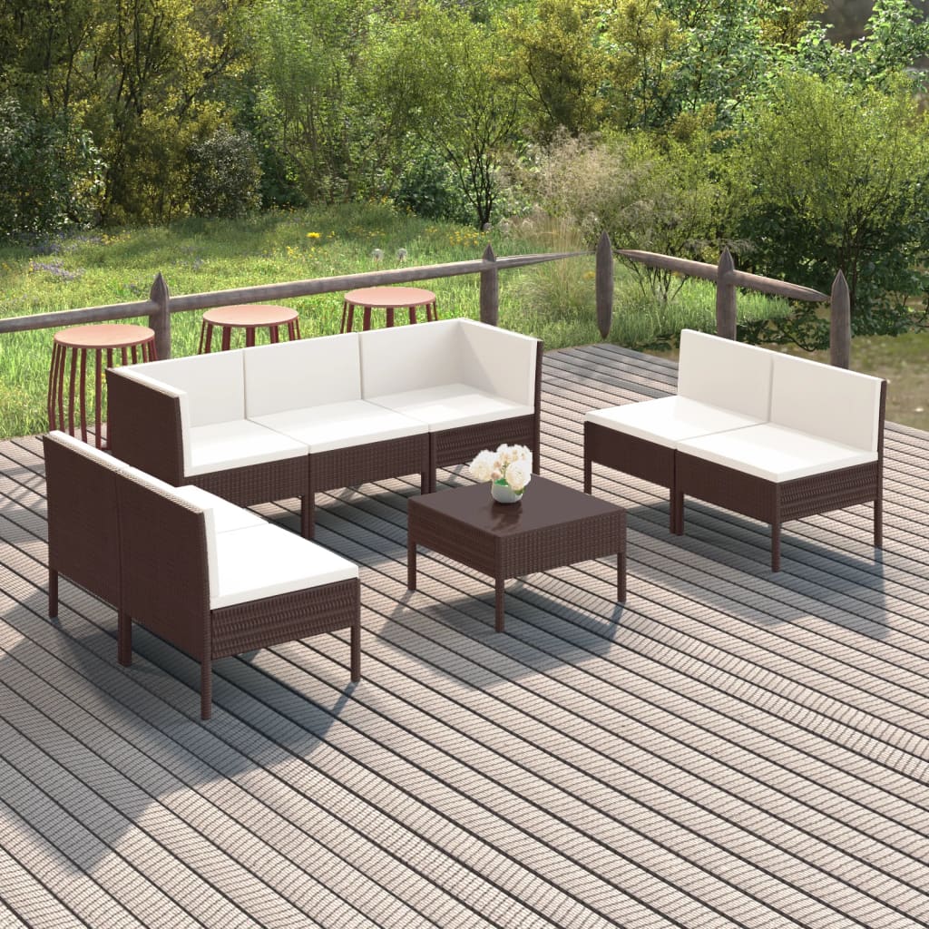 Set Mobilier De Grădină Cu Perne, 5 Piese, Maro, Poliratan