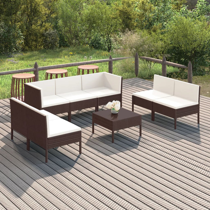 Set Mobilier De Grădină Cu Perne, 5 Piese, Maro, Poliratan