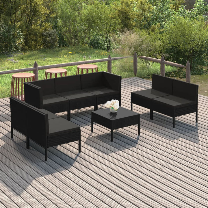 Set Mobilier De Grădină Cu Perne, 5 Piese, Negru, Poliratan