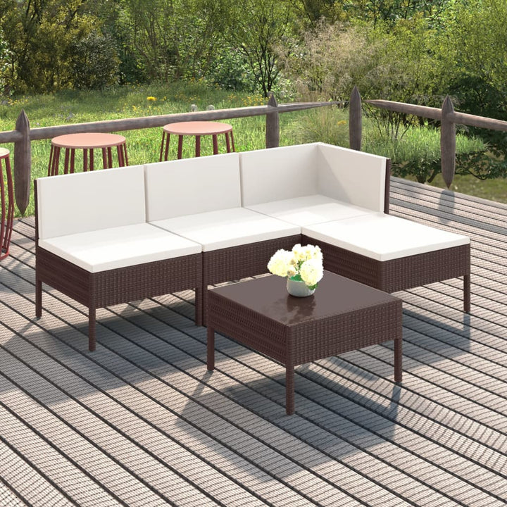 Set Mobilier De Grădină Cu Perne, 8 Piese, Maro, Poliratan