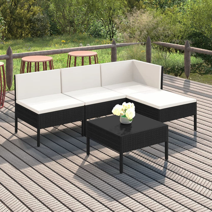 Set Mobilier De Grădină Cu Perne, 9 Piese, Negru, Poliratan