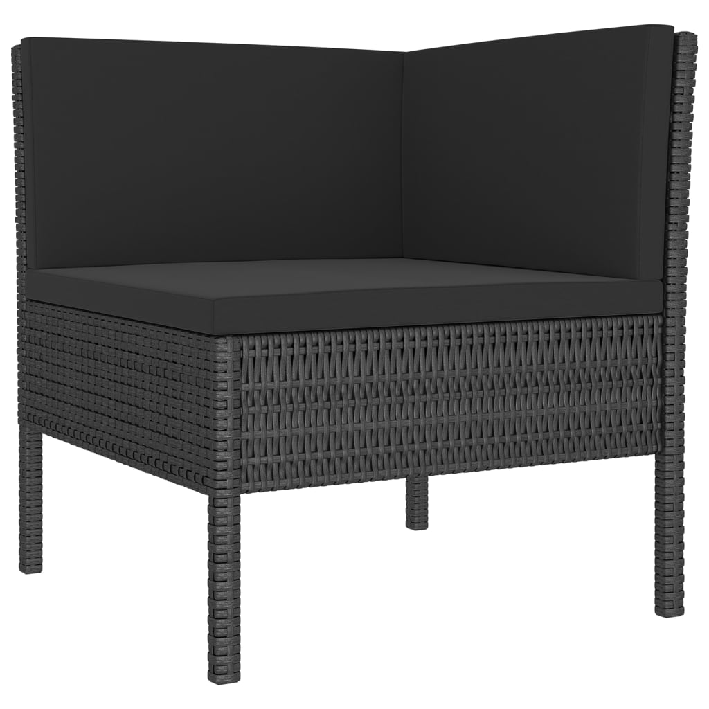 Set Mobilier De Grădină Cu Perne, 5 Piese, Negru, Poliratan