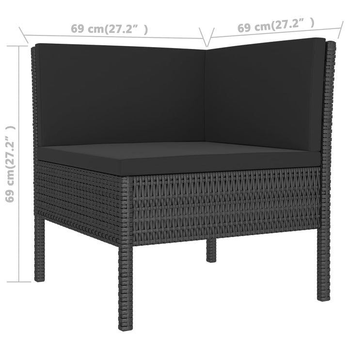 Set Mobilier De Grădină Cu Perne, 5 Piese, Negru, Poliratan