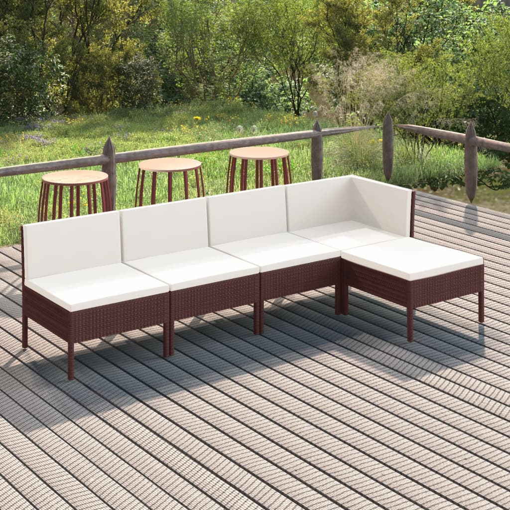 Set Mobilier De Grădină Cu Perne, 8 Piese, Maro, Poliratan