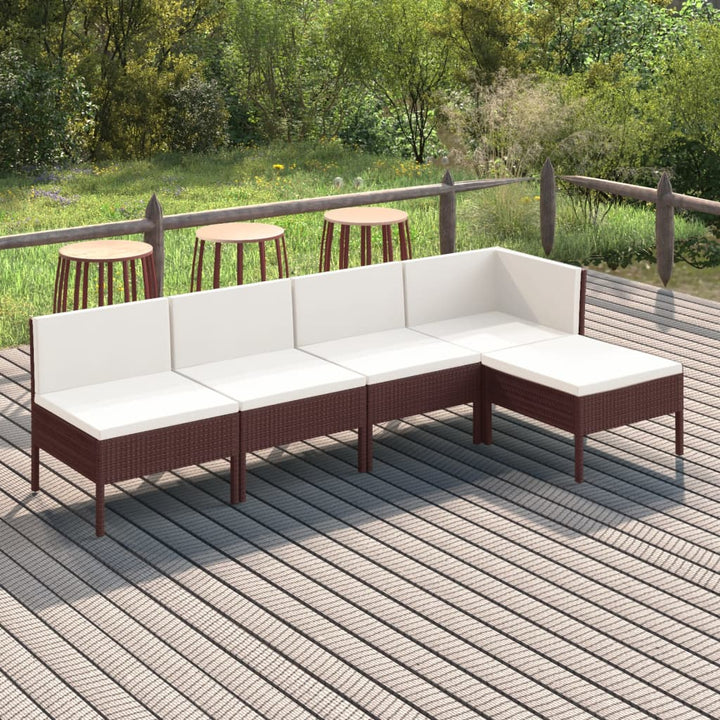 Set Mobilier De Grădină Cu Perne, 8 Piese, Maro, Poliratan