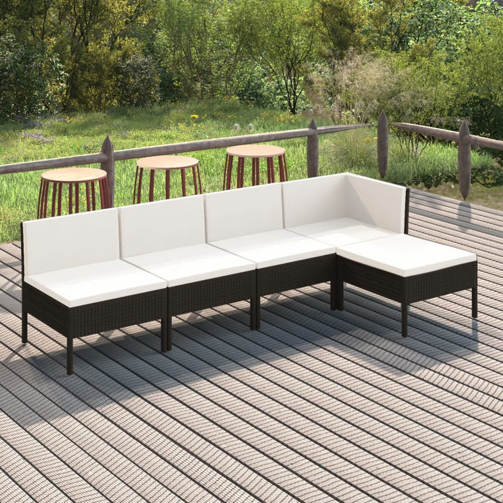 Set Mobilier De Grădină Cu Perne, 9 Piese, Negru, Poliratan