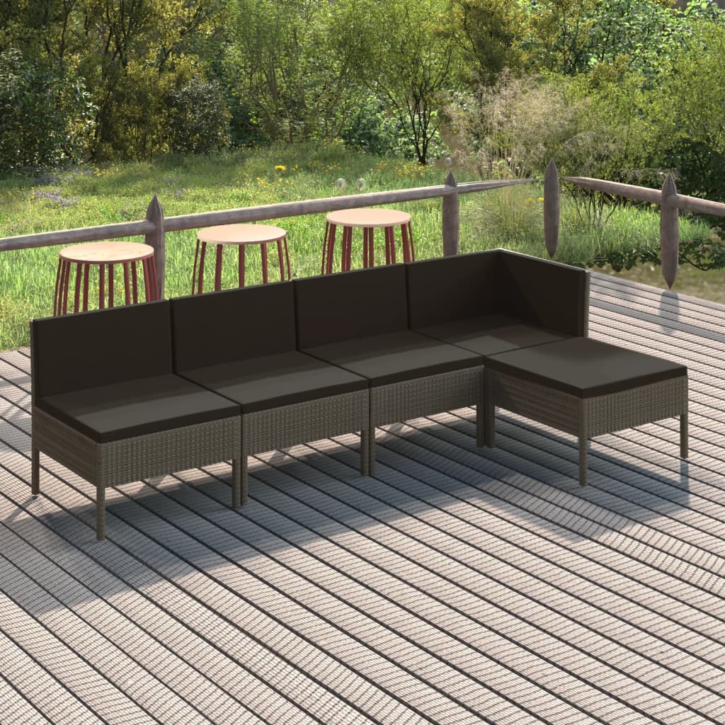 Set Mobilier De Grădină Cu Perne, 10 Piese, Gri, Poliratan