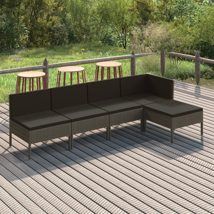 Set Mobilier De Grădină Cu Perne, 10 Piese, Gri, Poliratan