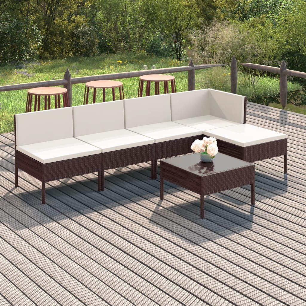 Set Mobilier De Grădină Cu Perne, 8 Piese, Maro, Poliratan