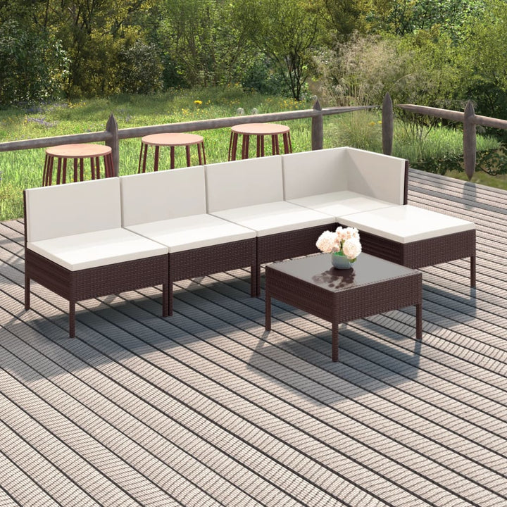 Set Mobilier De Grădină Cu Perne, 8 Piese, Maro, Poliratan