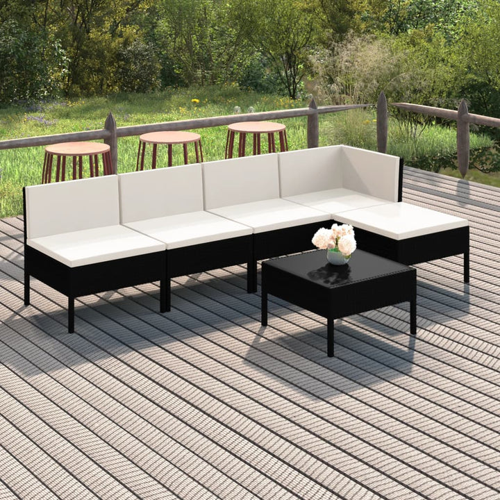 Set Mobilier De Grădină Cu Perne, 9 Piese, Negru, Poliratan