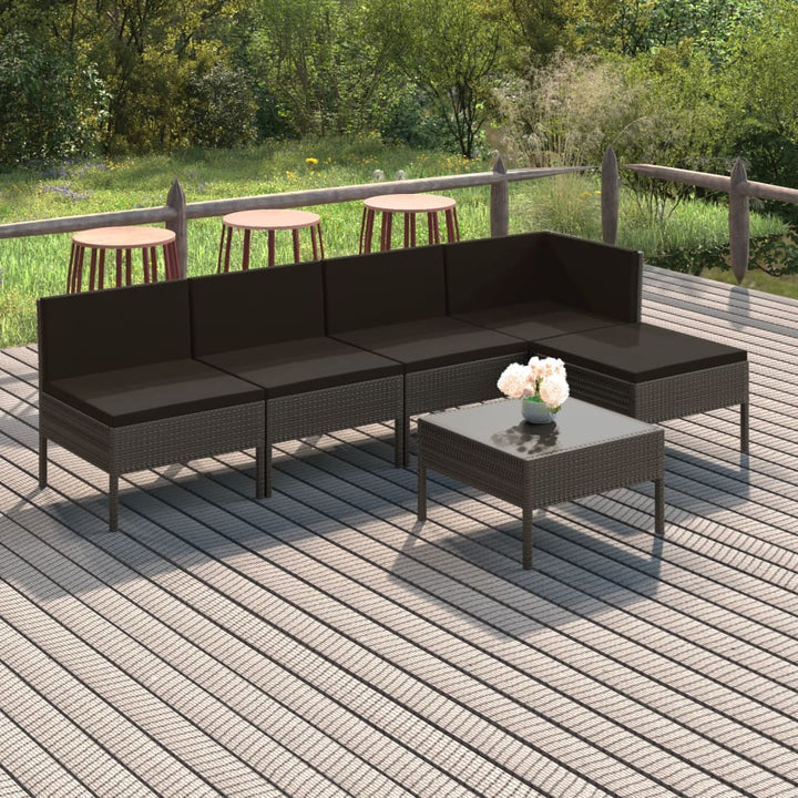Set Mobilier De Grădină Cu Perne, 10 Piese, Gri, Poliratan