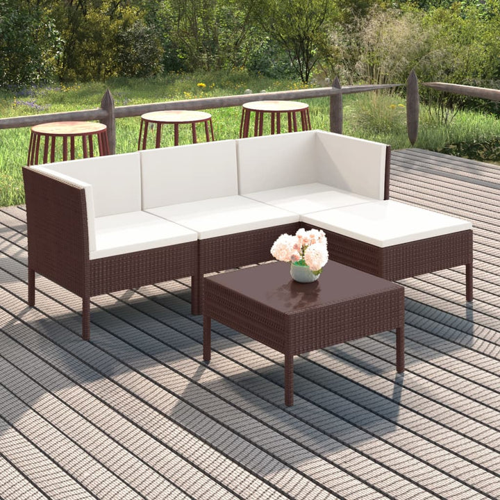 Set Mobilier De Grădină Cu Perne, 8 Piese, Maro, Poliratan
