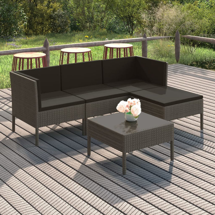 Set Mobilier De Grădină Cu Perne, 10 Piese, Gri, Poliratan
