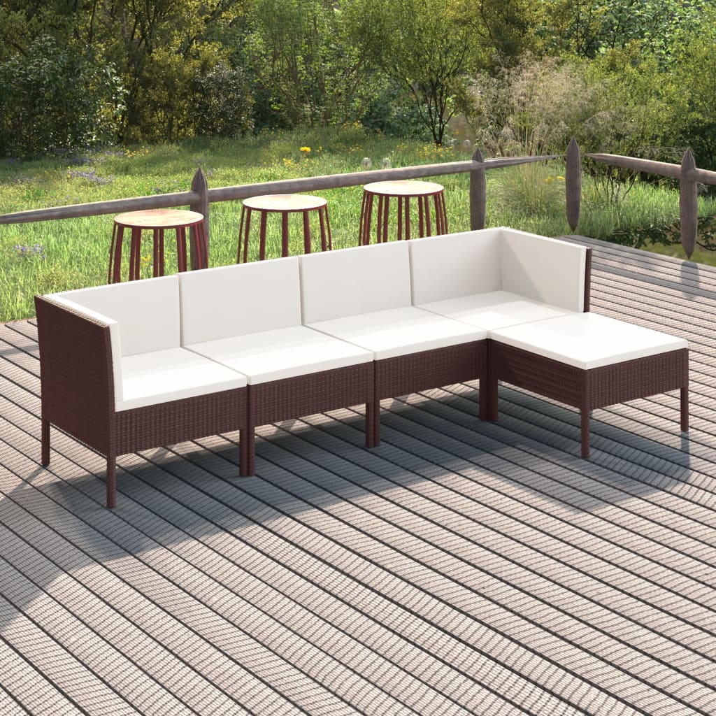 Set Mobilier De Grădină Cu Perne, 8 Piese, Maro, Poliratan