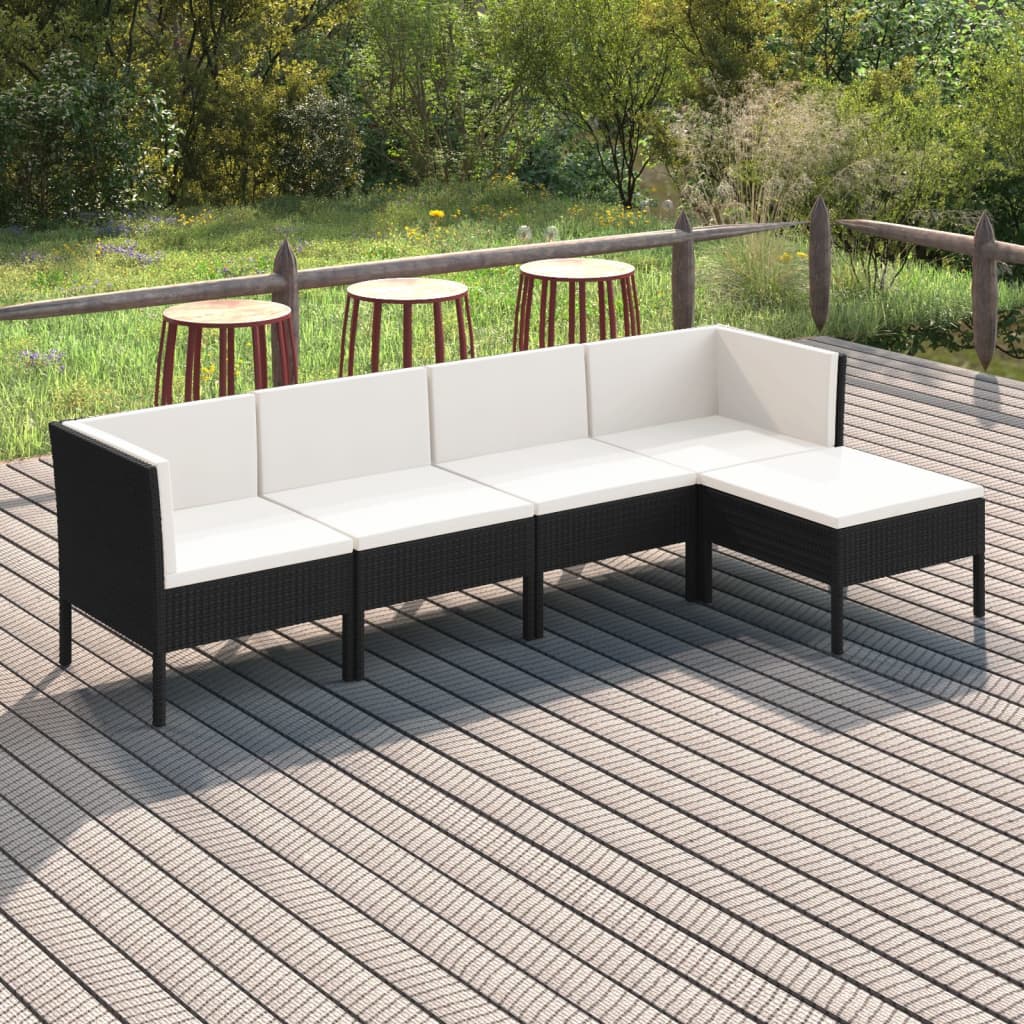Set Mobilier De Grădină Cu Perne, 9 Piese, Negru, Poliratan