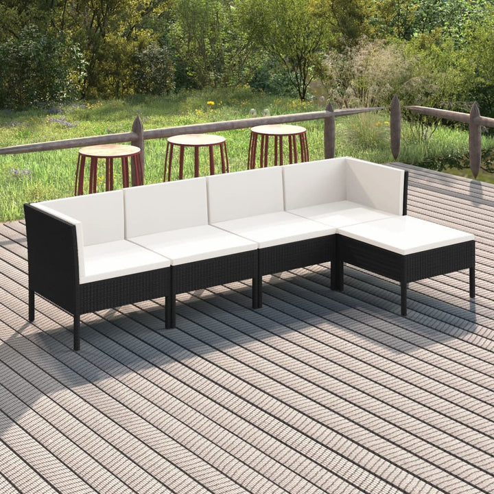 Set Mobilier De Grădină Cu Perne, 9 Piese, Negru, Poliratan