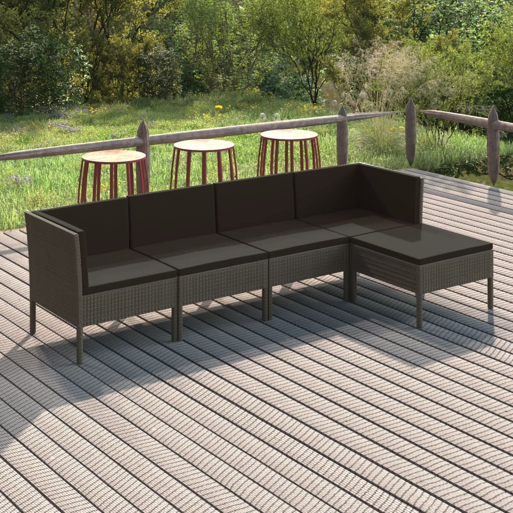 Set Mobilier De Grădină Cu Perne, 10 Piese, Gri, Poliratan