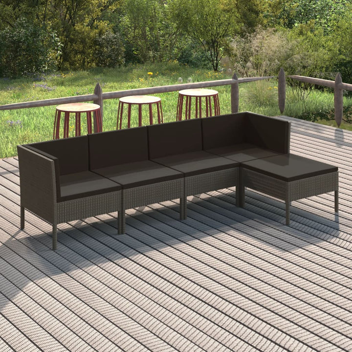 Set Mobilier De Grădină Cu Perne, 10 Piese, Gri, Poliratan