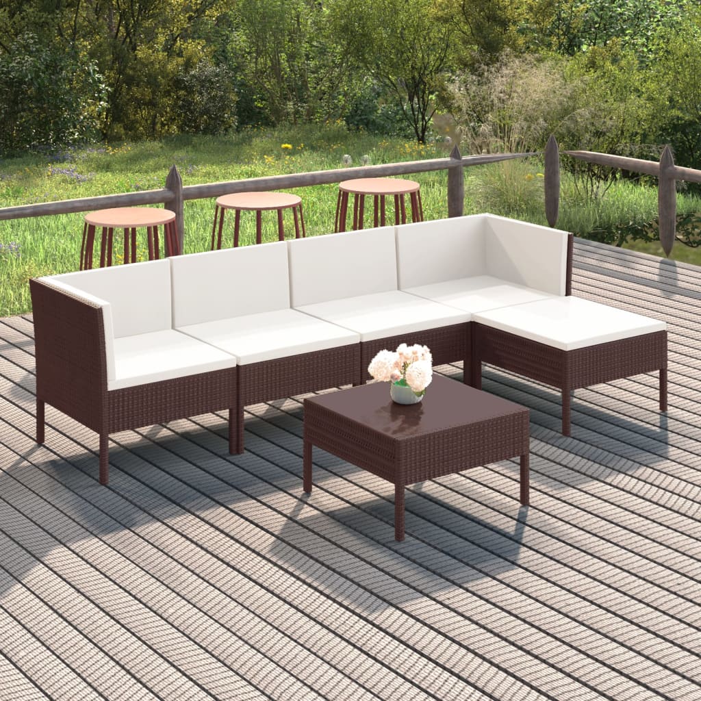 Set Mobilier De Grădină Cu Perne, 8 Piese, Maro, Poliratan