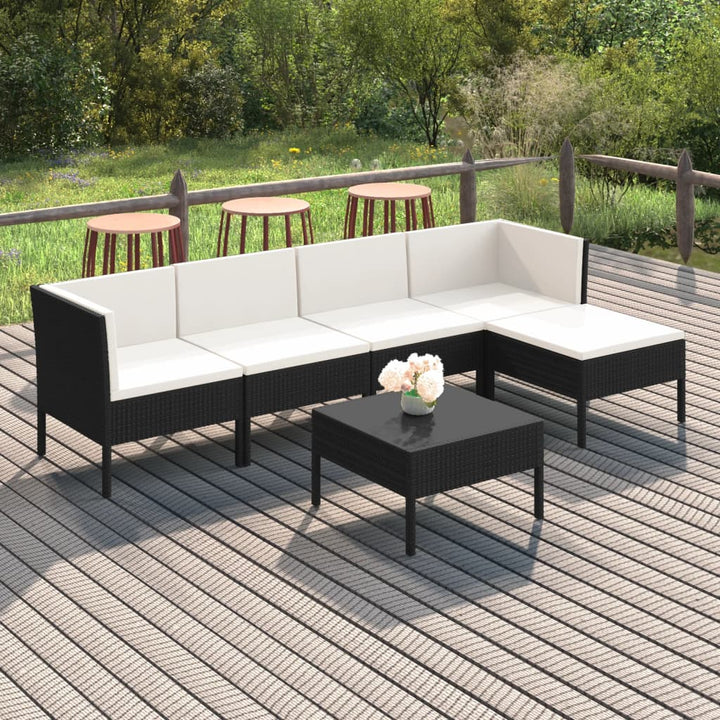 Set Mobilier De Grădină Cu Perne, 9 Piese, Negru, Poliratan
