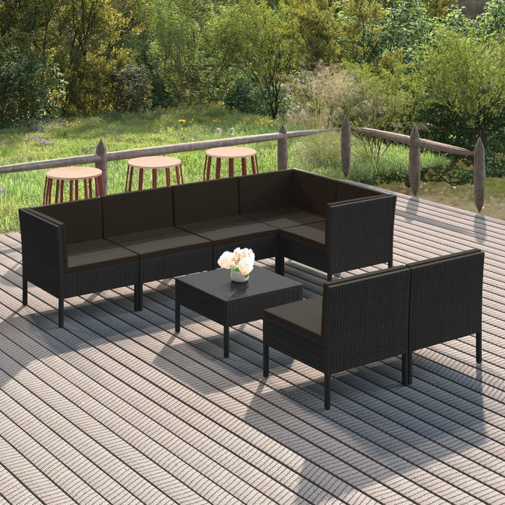 Set Mobilier De Grădină Cu Perne, 5 Piese, Negru, Poliratan