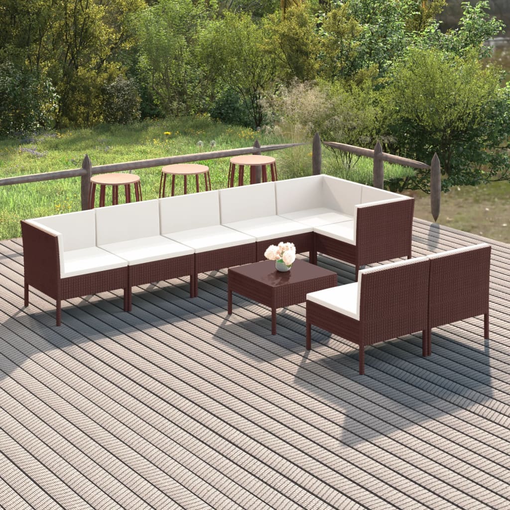 Set Mobilier De Grădină Cu Perne, 5 Piese, Maro, Poliratan
