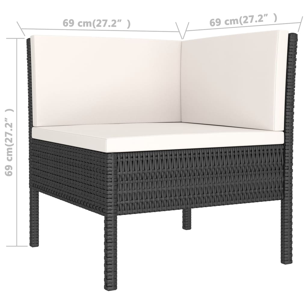 Set Mobilier De Grădină Cu Perne, 9 Piese, Negru, Poliratan