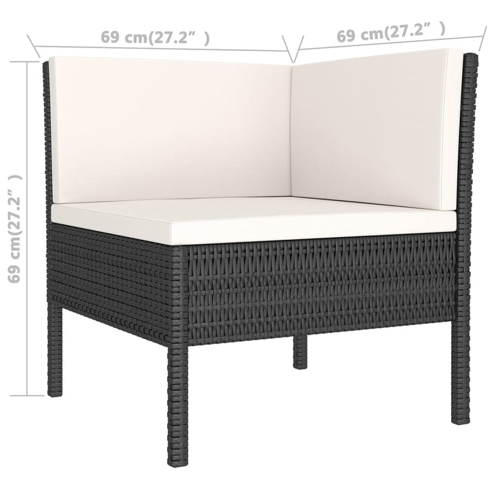 Set Mobilier De Grădină Cu Perne, 9 Piese, Negru, Poliratan