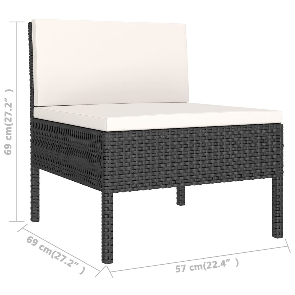 Set Mobilier De Grădină Cu Perne, 9 Piese, Negru, Poliratan