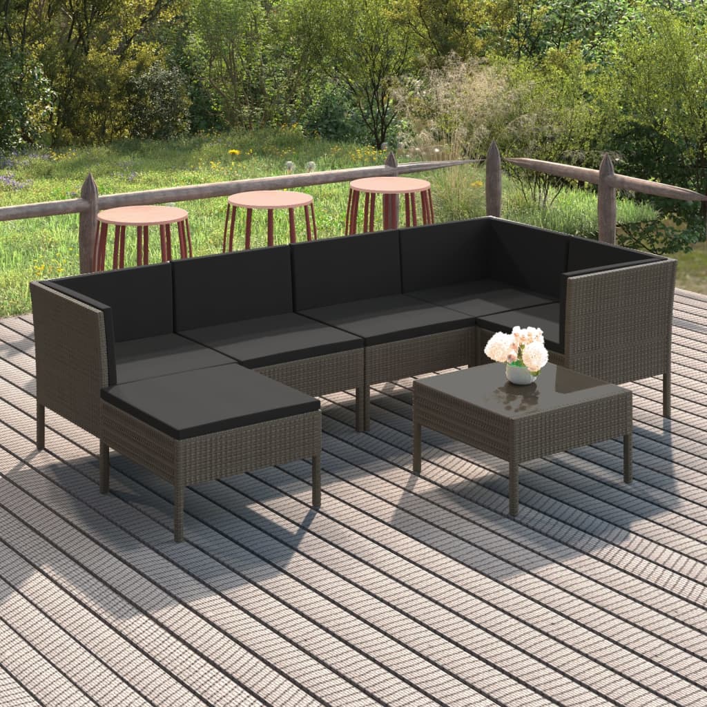 Set Mobilier De Grădină Cu Perne, 10 Piese, Gri, Poliratan