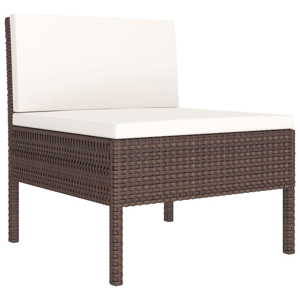 Set Mobilier De Grădină Cu Perne, 8 Piese, Maro, Poliratan